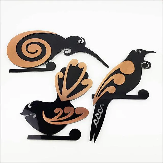 2-Tone Koru Fantail Bird Wall Art