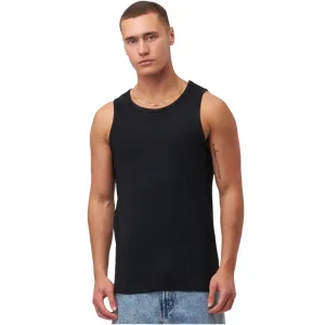 2 x Mens Black Ribbed Singlet Top Chesty Vest Underwear Mens