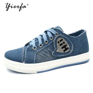 2017 women's shoes denim breathable students canvas shoes female version of the  pure color plate shoes