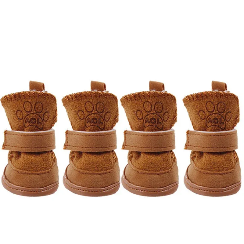 4Pcs/Set Cute Dog Boots - Outdoor Snow Walking Non-slip Puppy Sneakers - Comfortable Pet Winter Warm Shoes