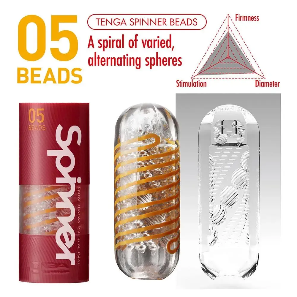 5.5-inch Tenga Realistic Feel Red 05 Beads Spinner Masturbator