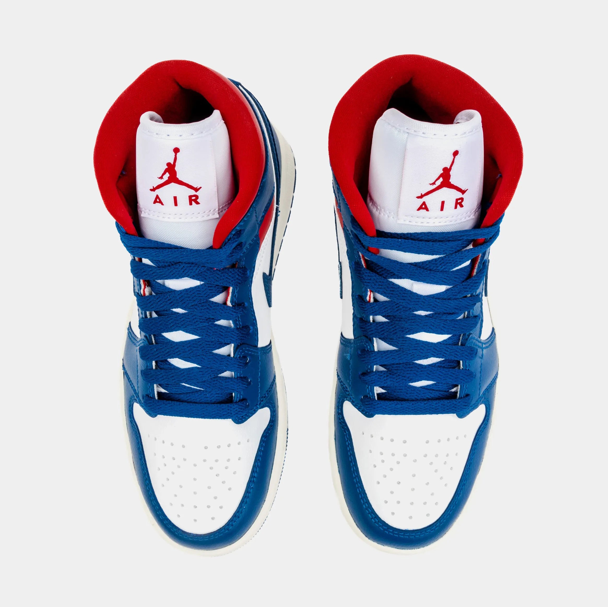 Air Jordan 1 Retro Mid French Blue Womens Lifestyle Shoes (Navy/Red)