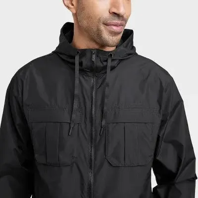 All In Motion Men's Zip-Up Winter Hooded Wind-Resistant Packable Jacket