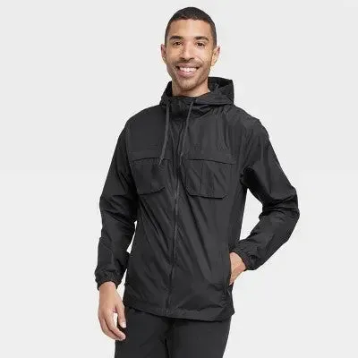 All In Motion Men's Zip-Up Winter Hooded Wind-Resistant Packable Jacket