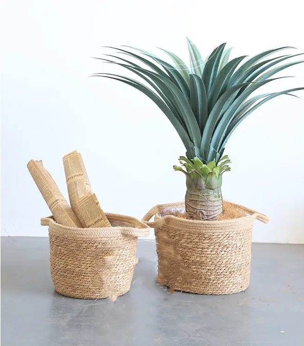 Artificial woven storage basket