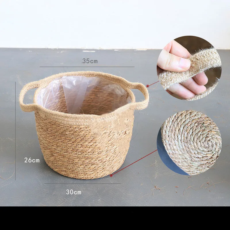 Artificial woven storage basket