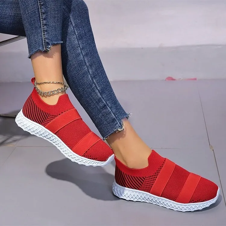 Autumn Set Of Feet Elastic Decoration Flying Woven Casual Shoes Women