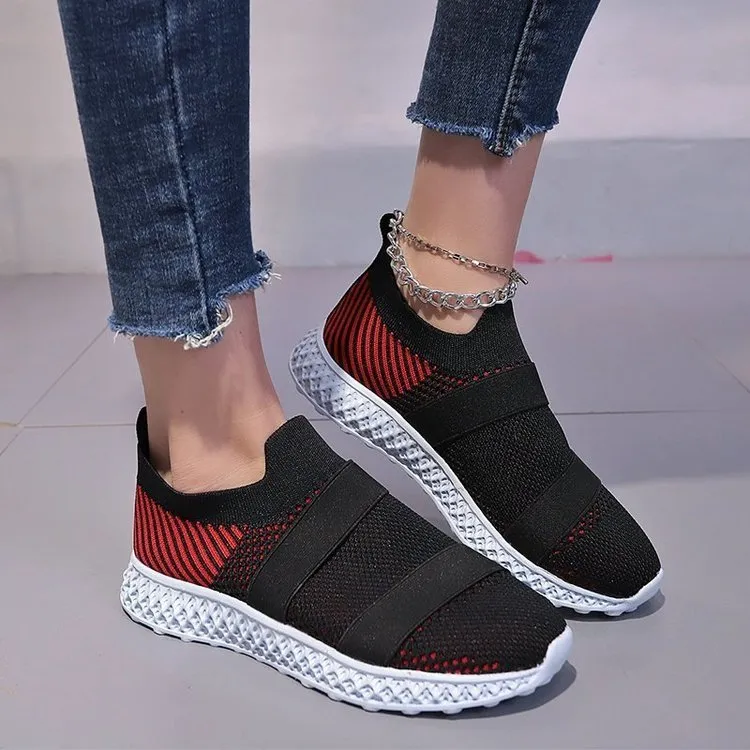 Autumn Set Of Feet Elastic Decoration Flying Woven Casual Shoes Women