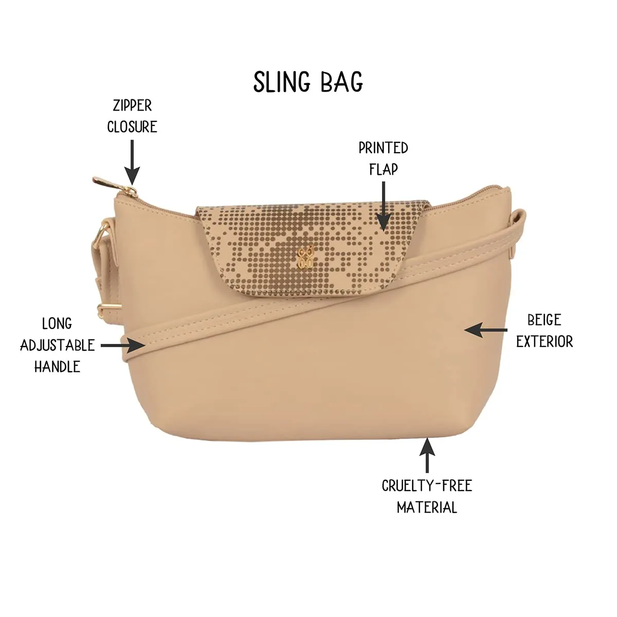 Baggit GG Women's Sling Bag - Small (Beige)