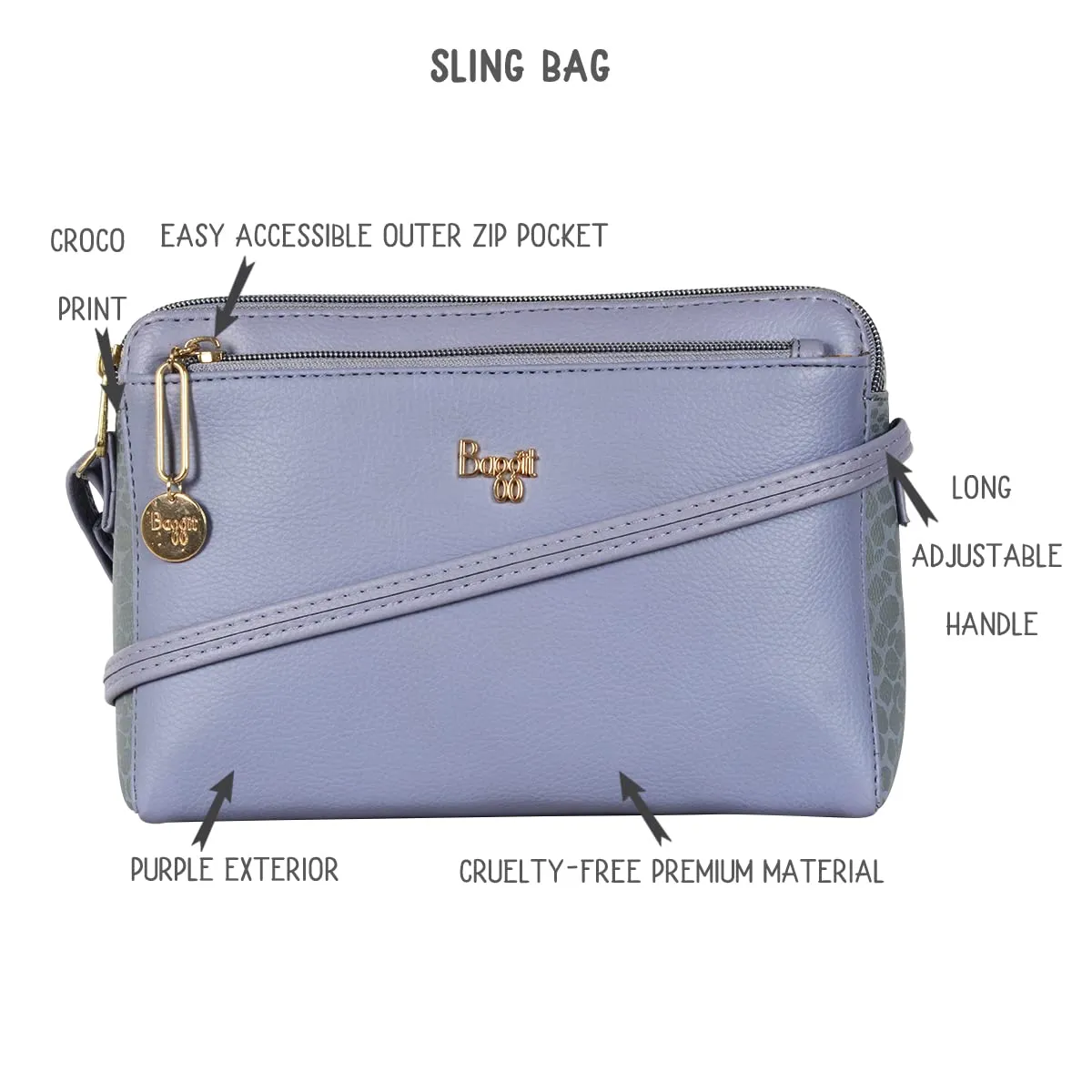 Baggit Women's Sling Bag - XX-Small (Purple)