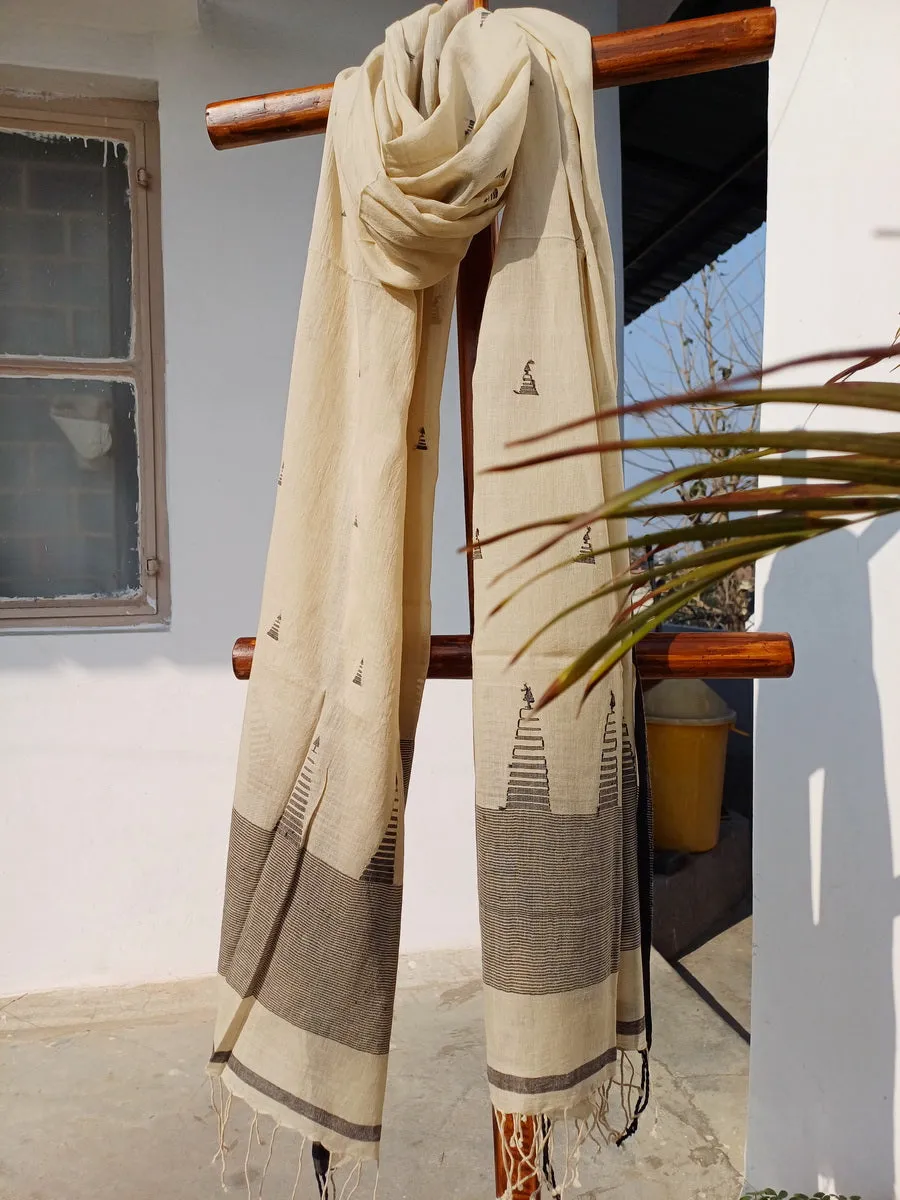 BEIGE CREAM JAMDANI DUPATTA.