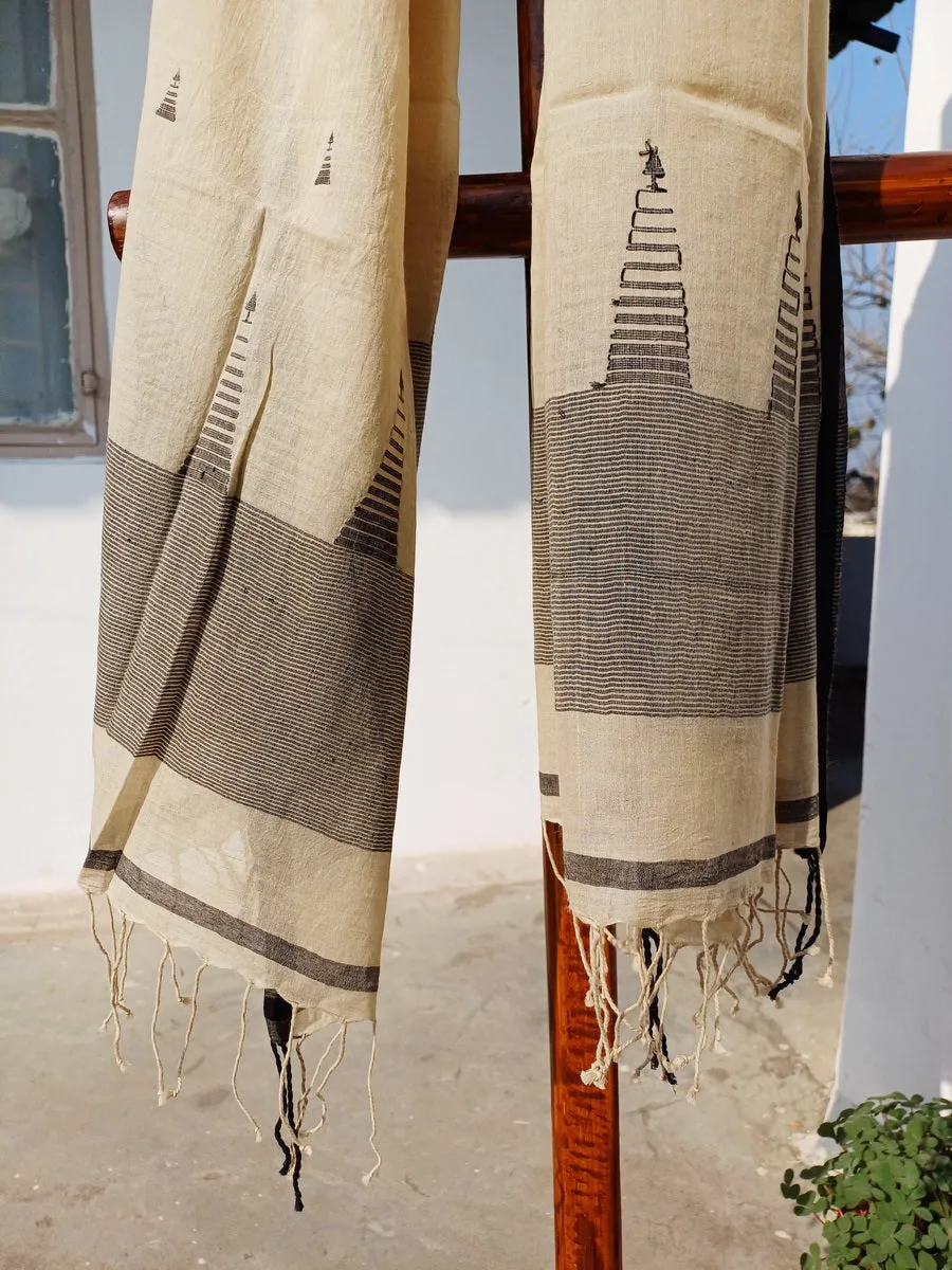 BEIGE CREAM JAMDANI DUPATTA.