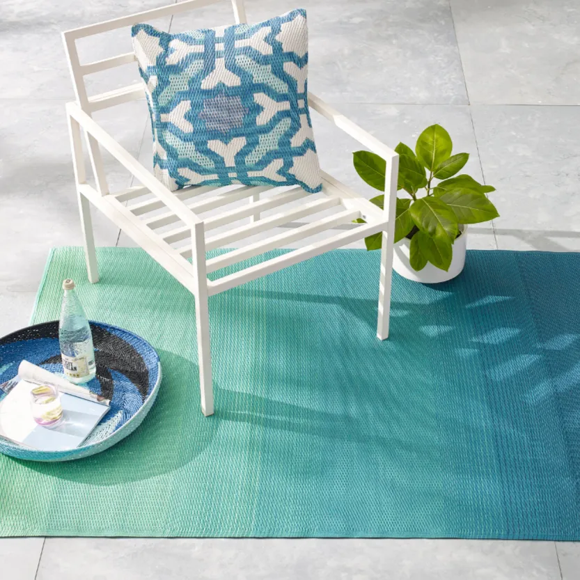 Big Sur Modern Recycled Plastic Blue Large Rug