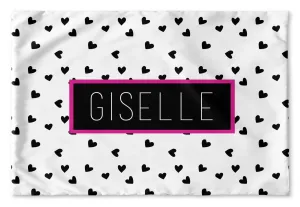 BLACK AND WHITE HEARTS PERSONALIZED PILLOW SHAM (MULTIPLE COLOR OPTIONS)