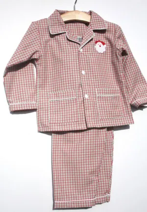 Boys Baby Christmas Lightweight Pajamas Santa Applique Plaid