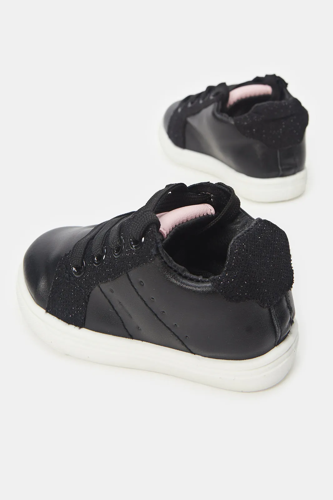 Boys Lace Up Black Sneakers