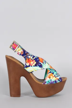 Breckelle Floral Criss Cross Slingback Heel