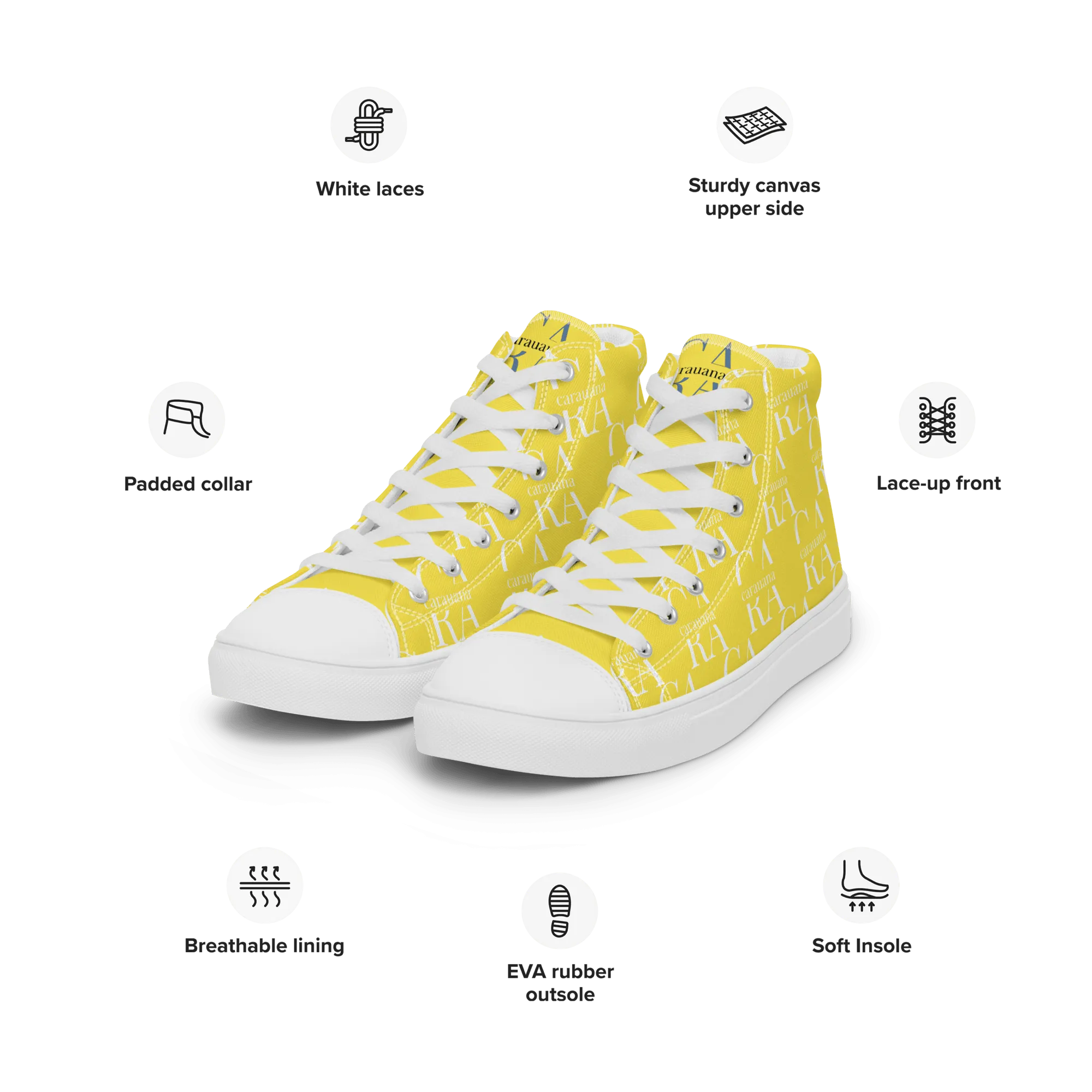 CARAUANA Hip Hop canvas shoes Yellow Branded