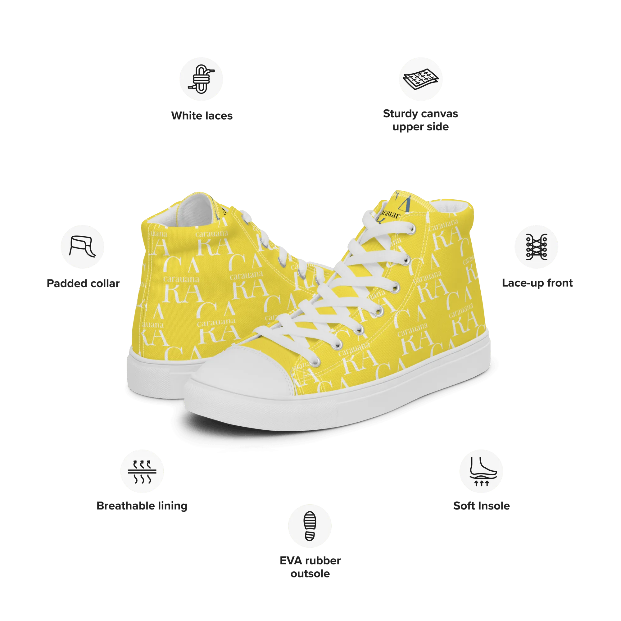 CARAUANA Hip Hop canvas shoes Yellow Branded