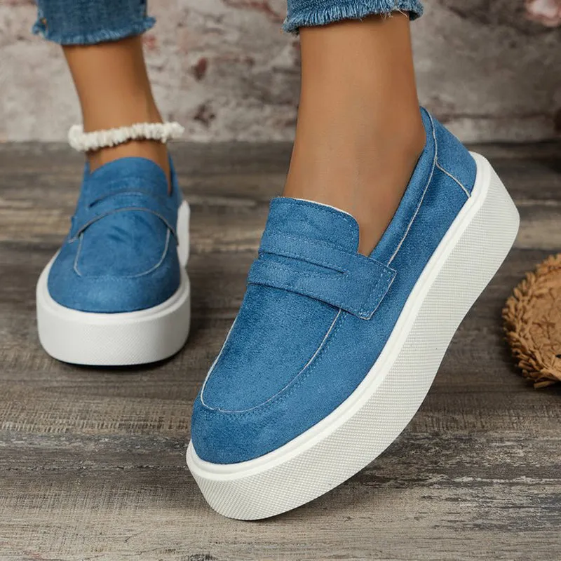 Casual Walking Shoes New Loafers Platform Round Toe