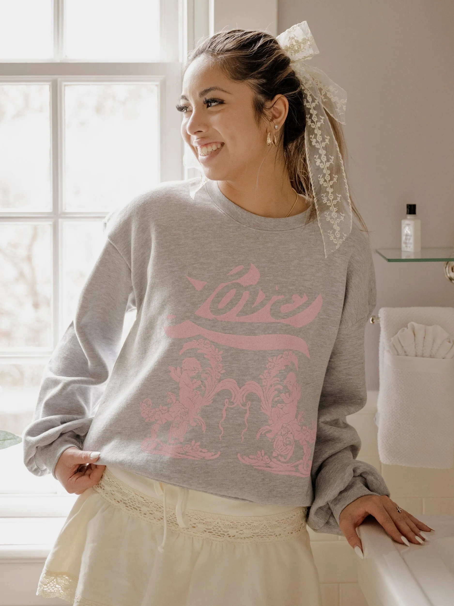 Cherub Gray Fleece Raglan Sweatshirt