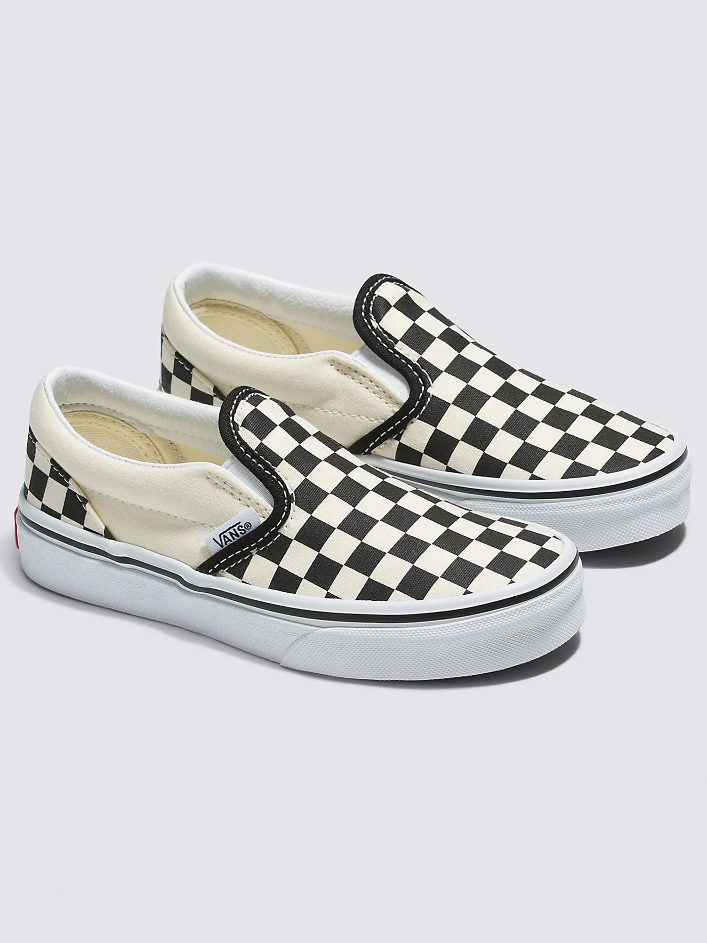 Classic Slip-On Checkerboard Black/White Shoes (Kids)