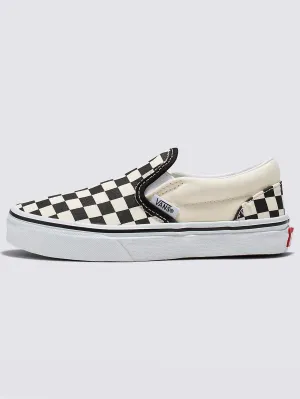 Classic Slip-On Checkerboard Black/White Shoes (Kids)