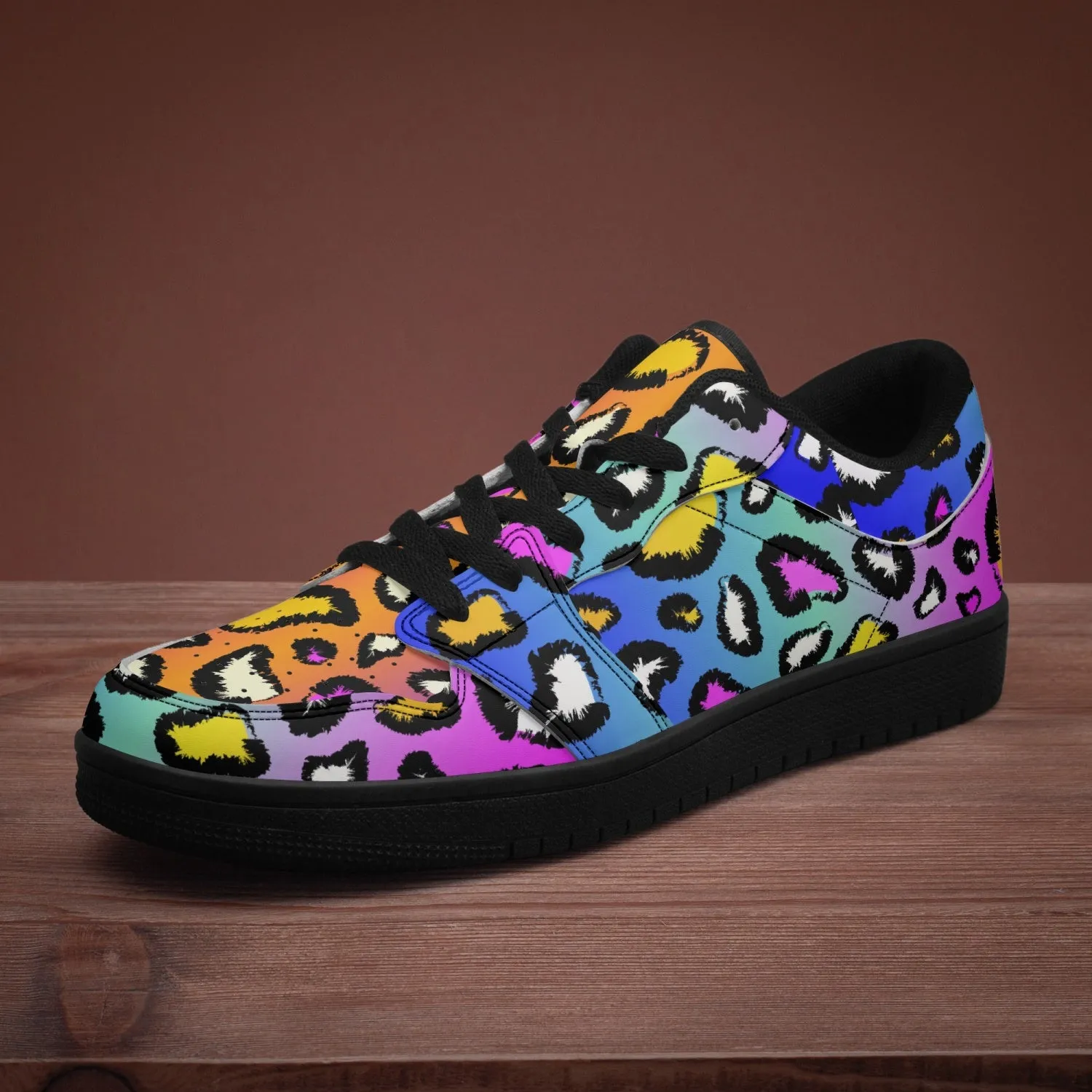 Colorful Leopard Low-Top Leather Sneakers