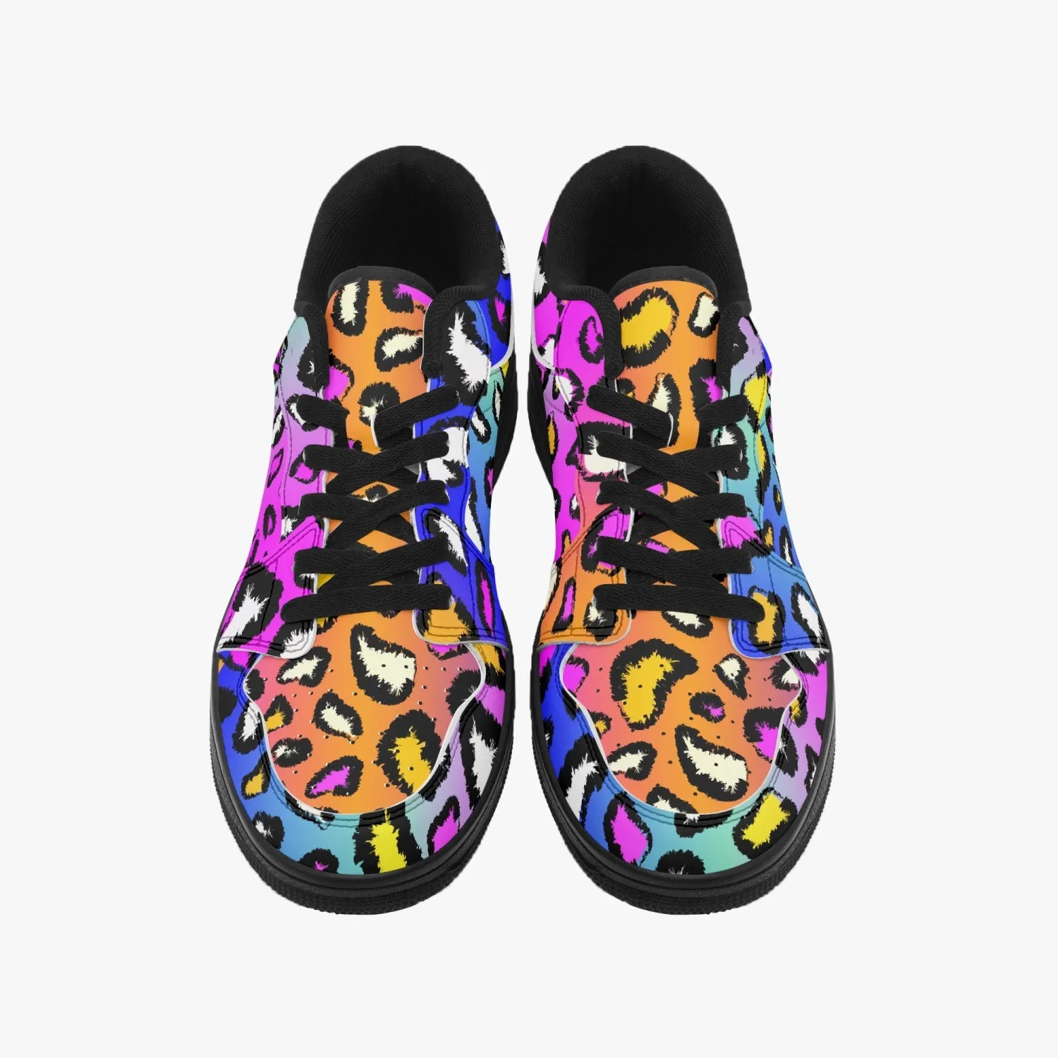 Colorful Leopard Low-Top Leather Sneakers