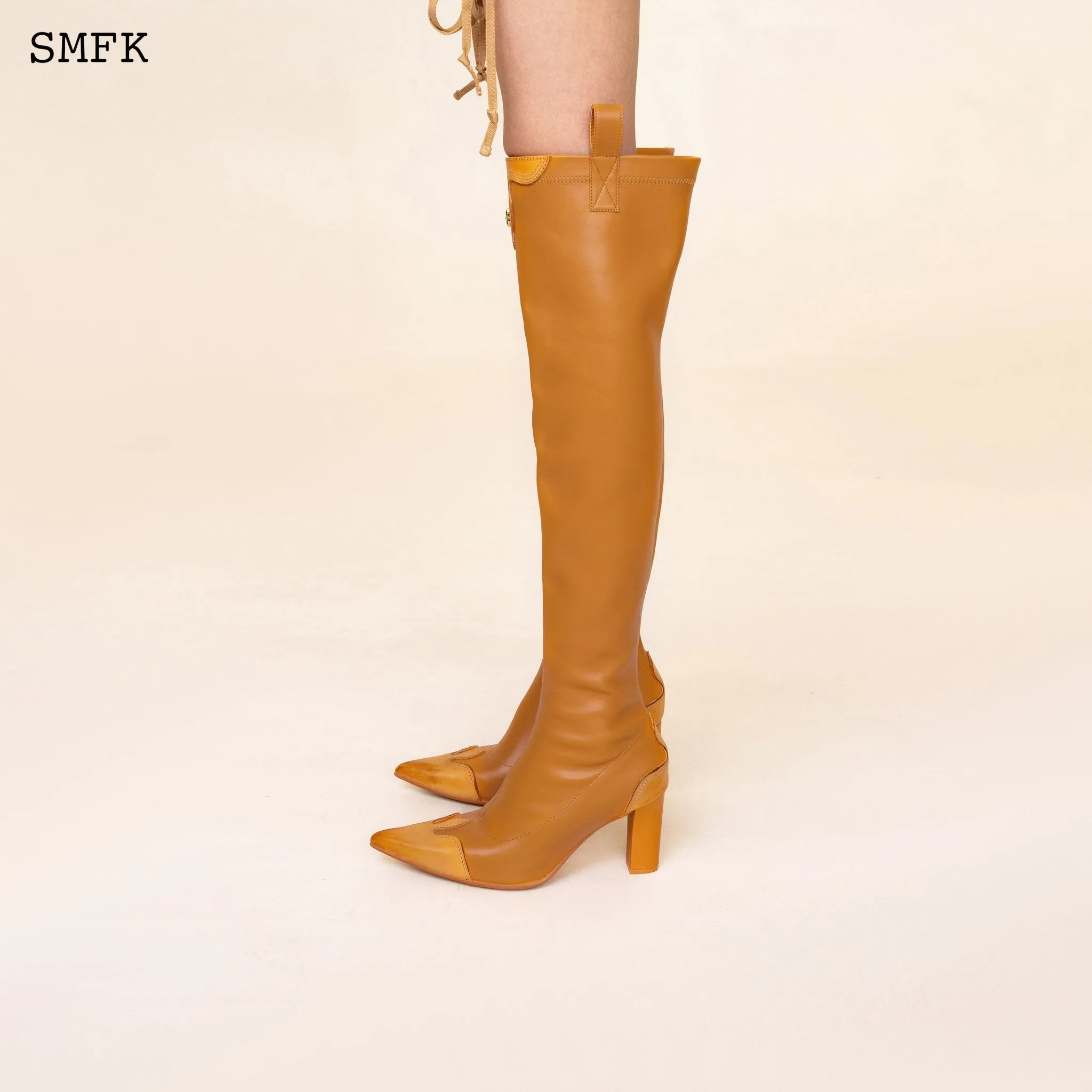 Compass Cross Wheat Leather over-the-knee Boots