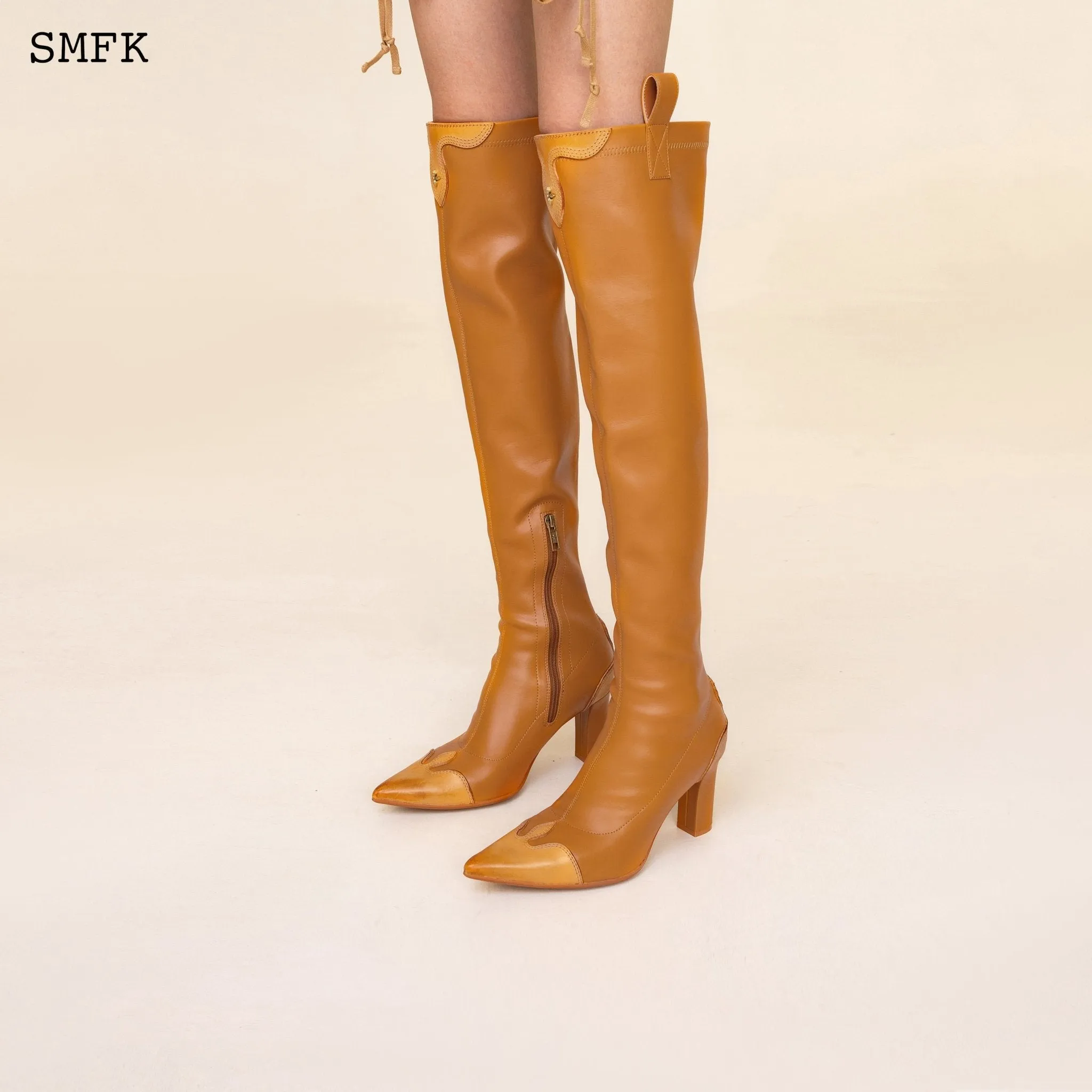 Compass Cross Wheat Leather over-the-knee Boots