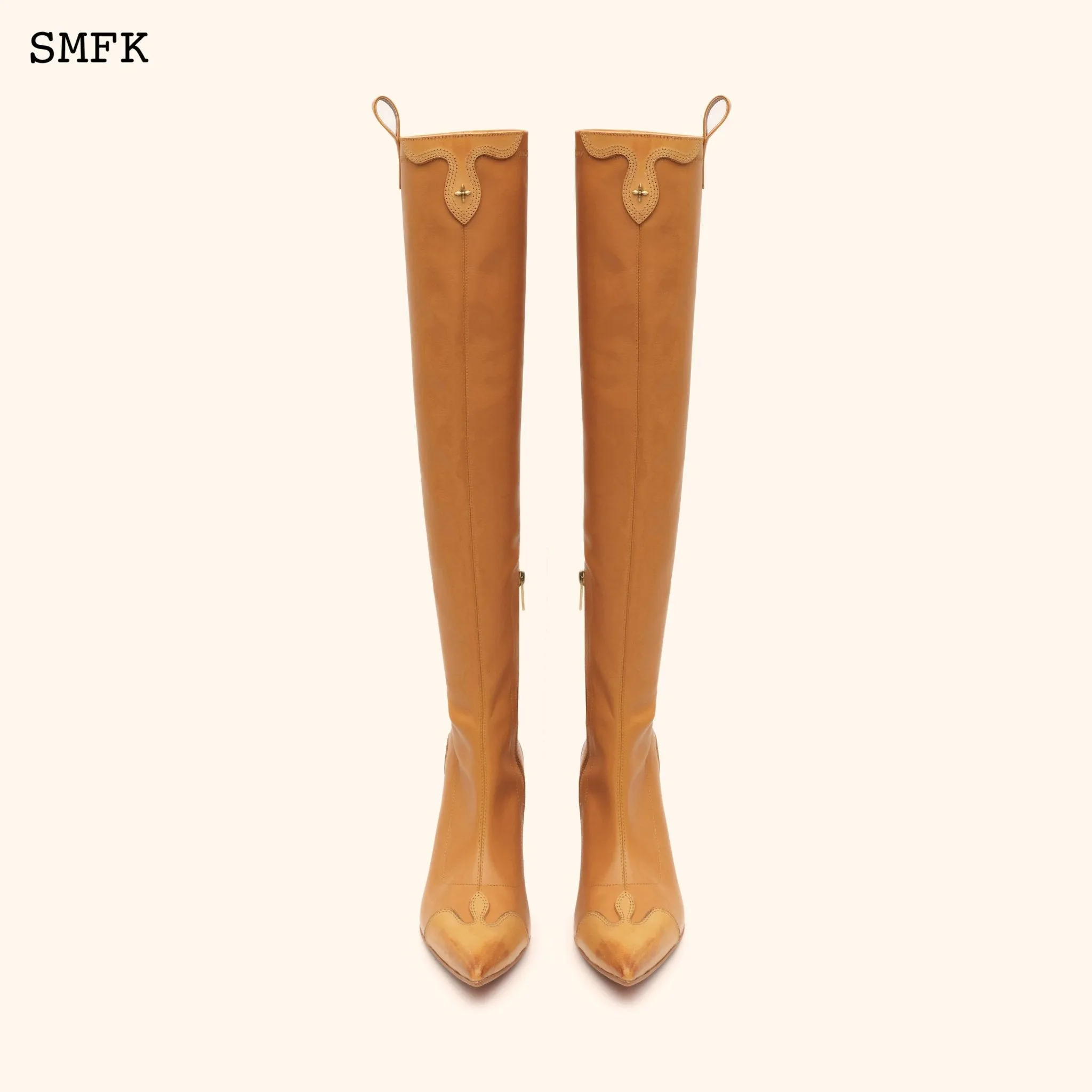 Compass Cross Wheat Leather over-the-knee Boots