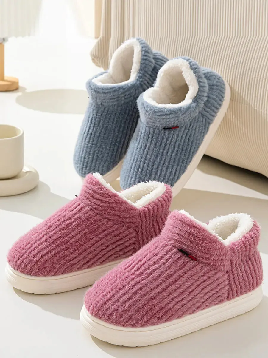 Couple Solid Indoor Fleece Shoes