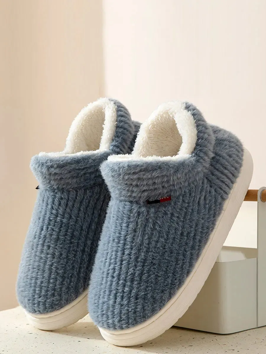 Couple Solid Indoor Fleece Shoes