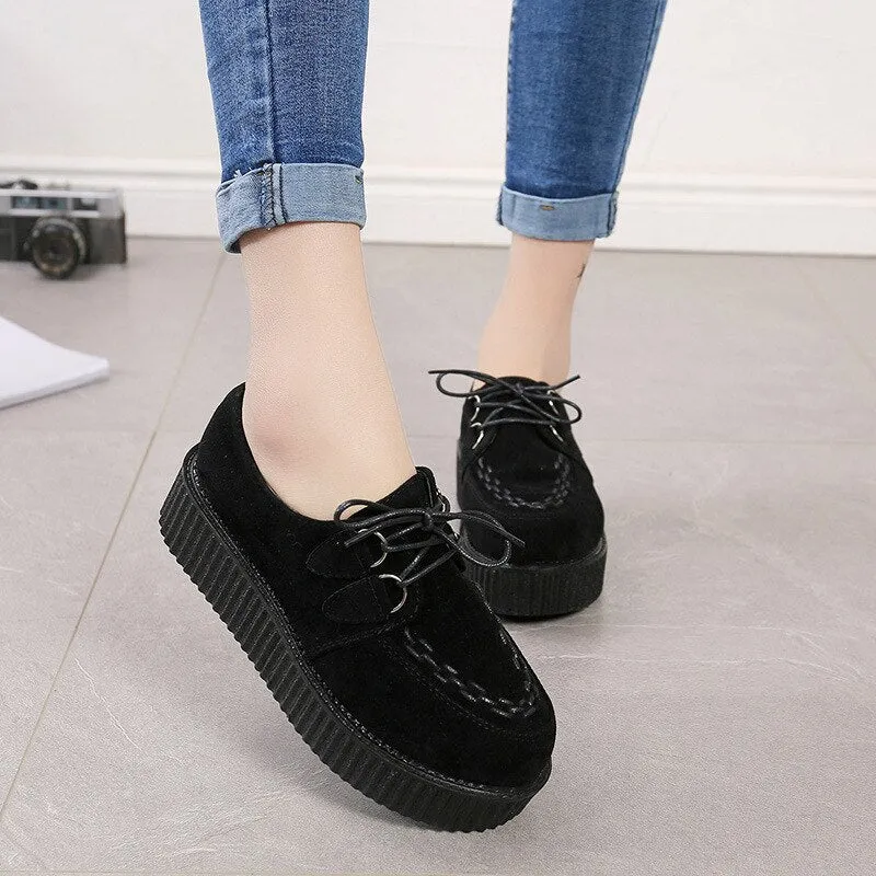 Creepers Casual Shoes Woman Plus Size Sneakers Women Shoes Ladies Platform Shoes 2020 Lace-up Women Flats Female Shoes Loafers