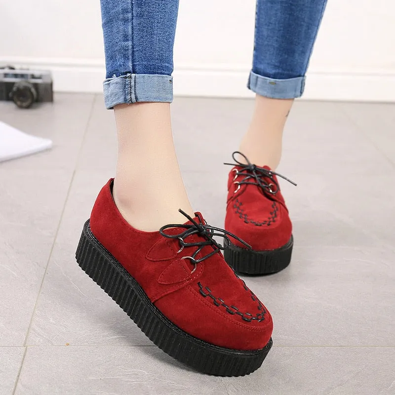 Creepers Casual Shoes Woman Plus Size Sneakers Women Shoes Ladies Platform Shoes 2020 Lace-up Women Flats Female Shoes Loafers