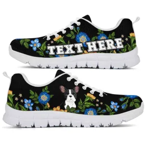 Custom Name Frenchie Sneaker, Frenchie Colorful Floral Flower Dog Lovers Sneakers Gym Running Shoes, Best Running Shoes