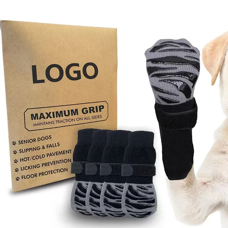 Dog Socks Foot Cover - Outdoor Warm Claws Non-slip Shoes - Extra-thick Grip with Hook-and-Loop Fastener - Pet Foot Protection Supplies