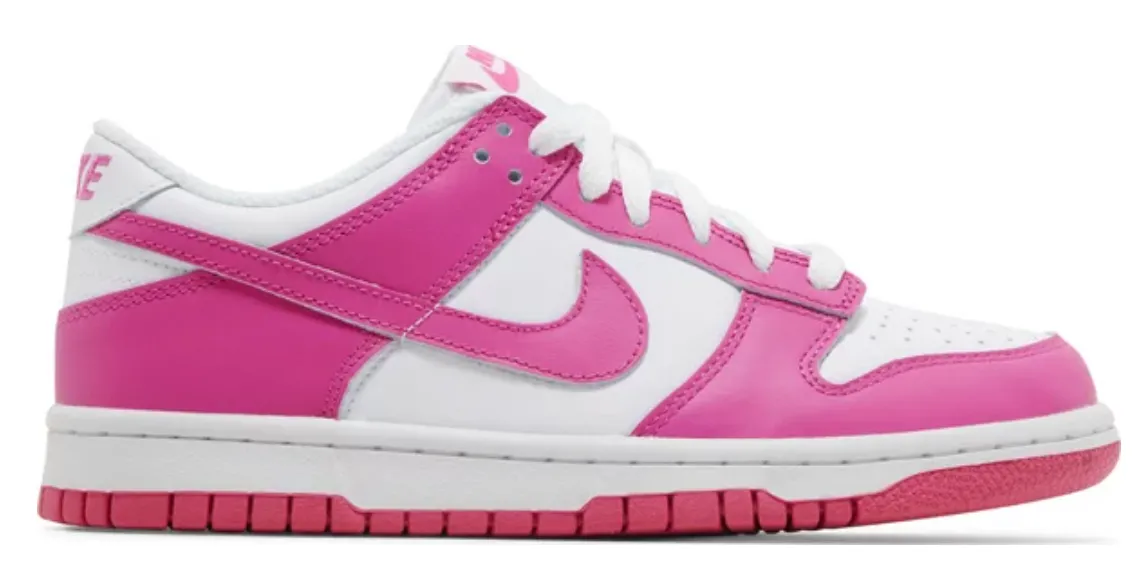 Dunks - Grade School -White / Fuchsia