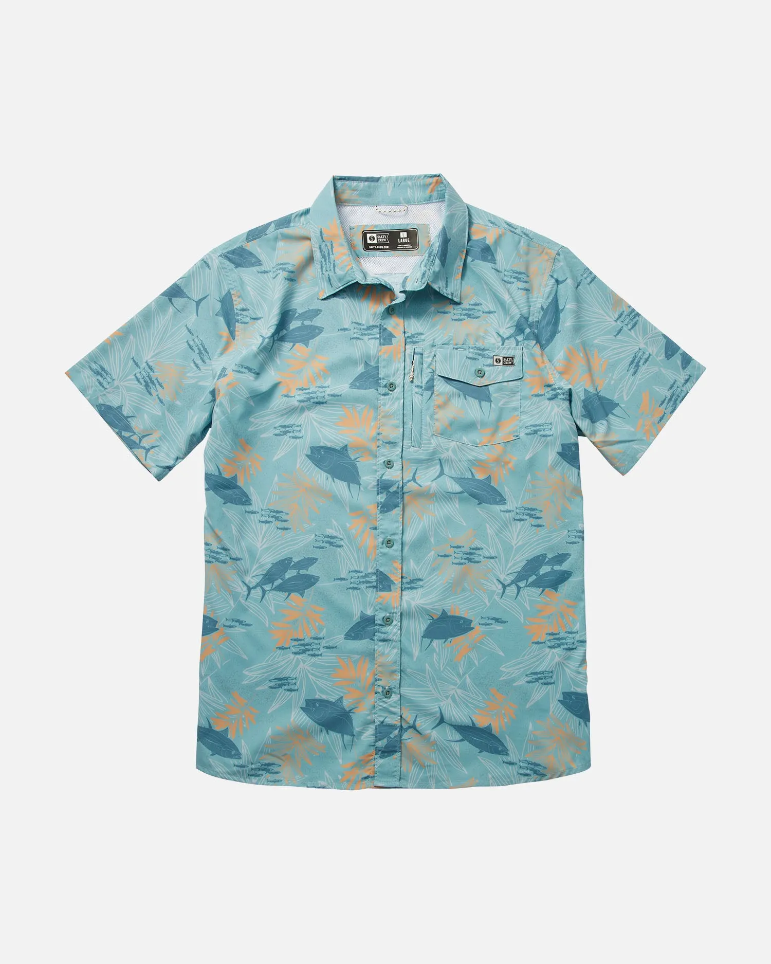 Feeding Frenzy Ocean S/S Tech Woven