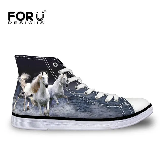 FORUDESIGNS Fashion Mens Casual Shoes 3D Animals Wolf High Top Shoes,Pet Dog Husky Printed Flats Man Canvas Shoes Male Footwear