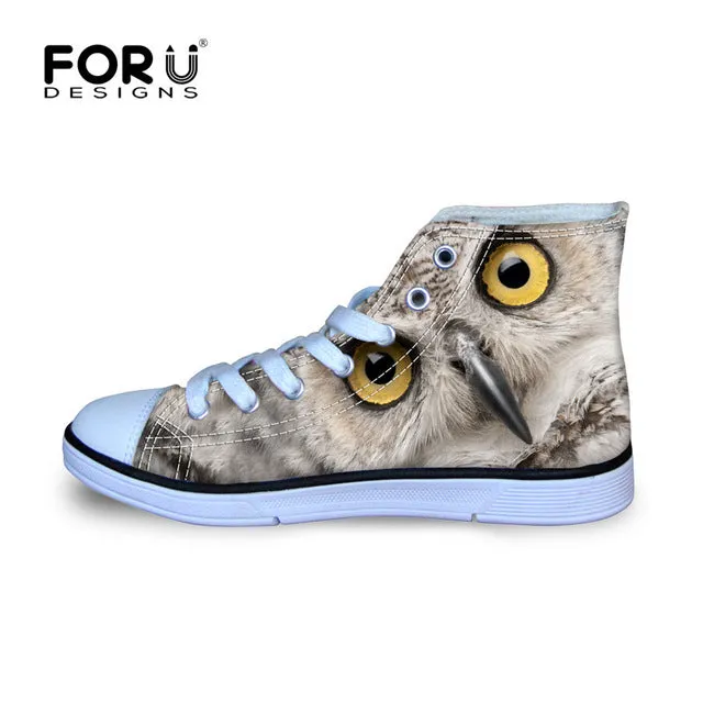 FORUDESIGNS Fashion Mens Casual Shoes 3D Animals Wolf High Top Shoes,Pet Dog Husky Printed Flats Man Canvas Shoes Male Footwear