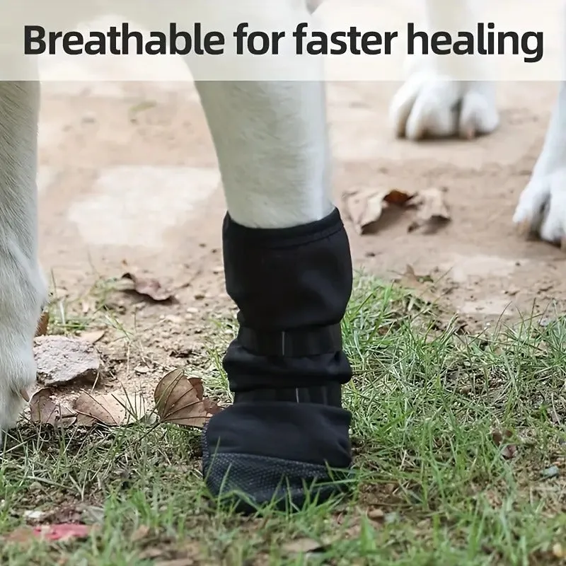 Frenchie Paw Protection Booties – Pack of Four Adjustable Waterproof Dog Shoes