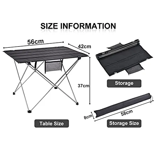 FSELETRIC Camping Folding Table and Chair Set, 2pcs Aluminum Fold Up Chair with 1pcs Lightweight Folding Table, Portable Lightweight Folding Camping for Picnic, Sports, Fishing