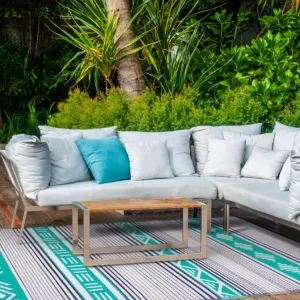 Ibiza Multicoloured Recycled Plastic Reversible Large Outdoor Rug