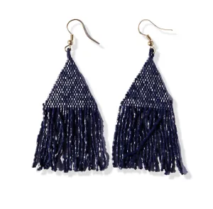 Ink   Alloy Navy Luxe Petite Fringe Earrings