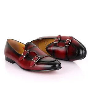 John Mendson Double monk Strap Wine Loafers