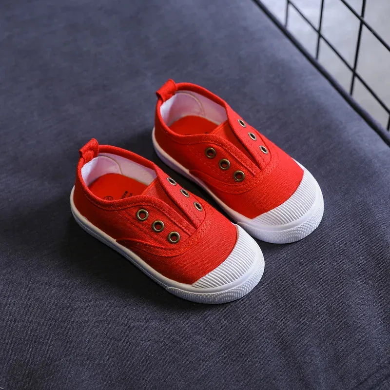 Kids Canvas Shoes for Boys Girls Children Skate Sneakers Candy Color Kindergarten School White Shoes Soft Anti-skid Classic Hot