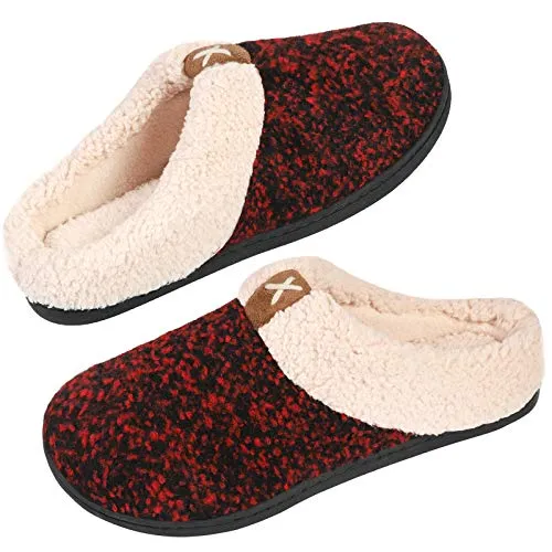 Ladies' Comfort Memory Foam Slippers Wool-Like Plush Fleece Lined House Shoes