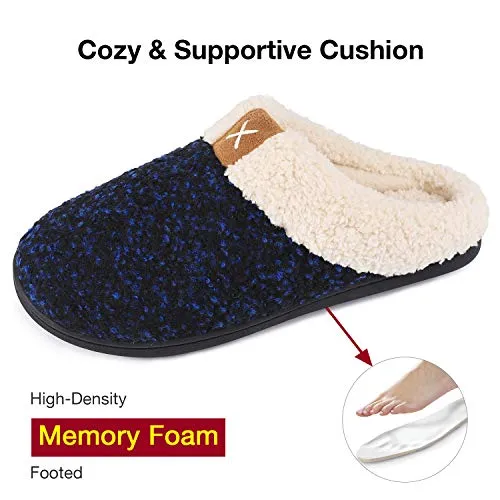 Ladies' Comfort Memory Foam Slippers Wool-Like Plush Fleece Lined House Shoes